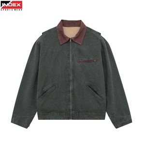 Veste de travail en toile sur mesure, uniforme industriel robuste, design multi-poches avec service d'étiquetage privé - Product Image 1