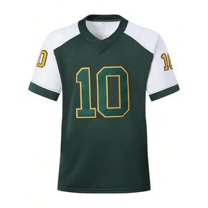 Camiseta de Béisbol Verde y Blanca para Hombre, Cuello en V, Manga Corta, Estampado Sublimado, Número 10, Ropa Deportiva, Corte Regular, Talla Adulto - Product Image 1