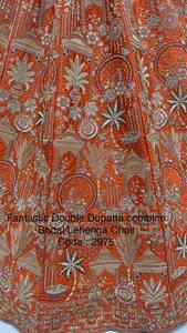 Conjunto de Lehenga Choli Dupatta Tradicional Naranja para Novia, con Bordado Intenso, de Lujo, para Bodas, Diseño Indio-Pakistaní - Product Image 5