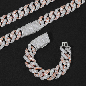 Pulsera de eslabones cubanos de moissanita de lujo con acabado en oro rosa y oro blanco, estilo hip hop, regalo de joyería para hombres y mujeres - Product Image 4