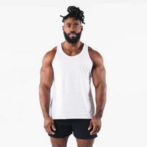 High Quality Men's White Cotton Tank <b>Top</b> O-Neck Solid Plain Knitted Sleeveless Casual Sporty Style Workout Wear - Product Image 3