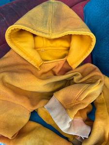 Sweat à capuche surdimensionné personnalisé pour homme, style vintage, jaune délavé, avec lettrage graphique, en molleton de coton épais - Product Image 5