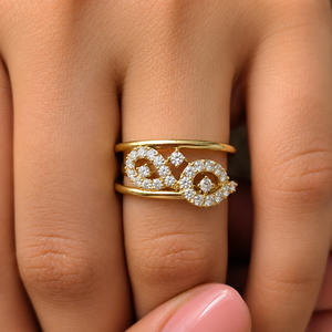 แหวนเพชรทรงกลมเพาะเลี้ยงในห้องปฏิบัติการ น้ำหนักรวม 0.25 กะรัต ทองคำ 14K 18K สีเหลือง แหวนเพชรทรงดอกไม้คู่ ผู้ผลิตเครื่องประดับขายส่ง - Product Image 2