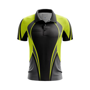 High Quality Product Men's Black Lime Green Sporty Polo <b>Shirt</b> Short Sleeve Quick Dry Knitted Regular Fit With Pattern Print - Product Image 5