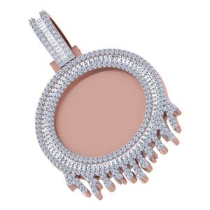 Colgante de Plata Chapado en Oro Rosa con Moissanita y Borde de Goteo, Personalizado con Foto, Estilo Hiphop Unisex, Certificado GRA - Product Image 1
