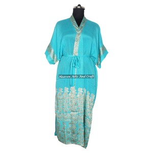 KL001 2026 Kimono Sari Vintage de Alta Calidad, Camisón Largo de Seda para Mujer con Diseño Bohemio para Otoño Invierno - Product Image 3