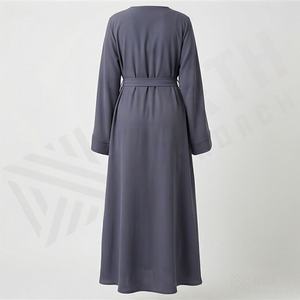 Robe Abaya pour femmes de style arabe de Dubaï, couleur unie, manches longues, hijab ouvert, nouvelle arrivée, vêtements brodés pour femmes - Product Image 2