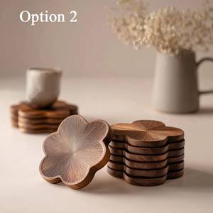 Flower design simple coaster with acacia wooden handmade tea coaster <b>table</b> ware restaurant by TIMELESS CRAFT - Product Image 6