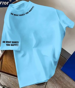 Camiseta de Algodón Cómoda para Hombre, de Verano, con Cuello Redondo, Manga Corta, Estampado de Letras, Venta al por Mayor Directa de Fábrica - Product Image 2