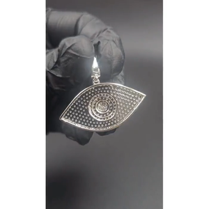 Colgante de Plata de Ley 925 con Moissanita Redonda de Corte Brillante VVS, Joyería Hip Hop, Diseño de Ojo, para Uso Unisex - Product Image 2
