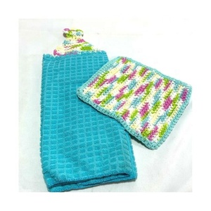 Venta al por mayor 100% puro algodón Waffle bordado totalmente personalizado certificado GOTS secado rápido Golf granel liso ganchillo platos toallas - Product Image 1