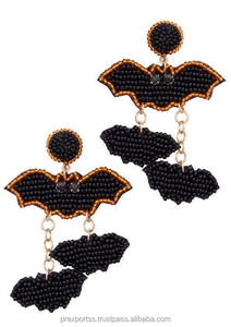 Pendientes de Aro con Cuentas de Corazón de Calabaza, Diseño de Calabaza de Halloween, Hechos a Mano, con Cristales de Estrás, Unisex, para Disfraz - Product Image 5