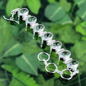 Pulsera de Topacio Blanco Hecha a Mano, Plata de Ley 925, Chapada en Oro de 14K, Joyería de Lujo, Regalo para Mujer, Diseño Elegante y Ajustable - Product Image 3