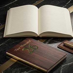 Cuaderno de Madera Hecho a Mano |   Logotipo LED Recargable |   Agenda Ejecutiva de Madera de Primera Calidad, Cuaderno de Tapa Dura de Lujo - Product Image 1