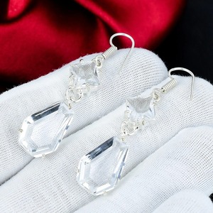 Boucles d'oreilles en topaze blanche, argent sterling 925, pierres précieuses, boucles d'oreilles pendantes, bijoux en argent faits à la main pour femmes, cadeau d'amour - Product Image 6