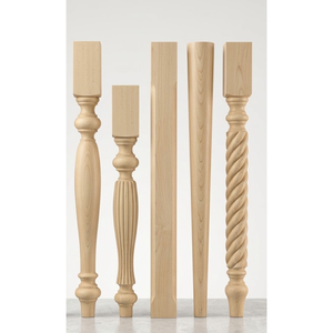 Sustainable Solid Rubberwood Cabinet Island Leg Custom Carved Wood <b>Post</b> Column for Kitchen Renovation and Decor - Product Image 1