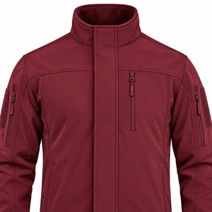 Veste Softshell Tactique Homme PRODA SPORTS Bordeaux Col Montant Fermeture Éclair Coupe-Vent Séchage Rapide Hiver - Product Image 3