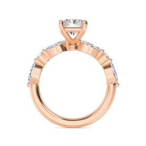 Anillo de Oro Rosa de 10K con Diamantes Cultivados en Laboratorio, Corte Radiante Marquise y Redondo, para Novias, 1.45 CTW - Product Image 2