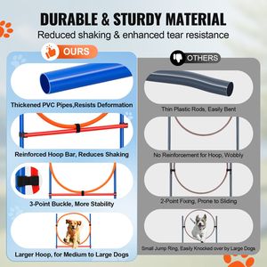 Set di 4 Pezzi per Addestramento Agility Cani: Ostacoli Regolabili, 6 Pali per Intreccio, Anello per Salto, Box Quadrato per Pausa, Fischietto e Ostacolo - Product Image 3