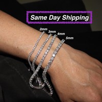 Bracelet tennis en moissanite plaqué rhodium 18 carats, argent 925, 3 mm, D VVS, coupe ronde, GIA, pour femme et homme, cadeau d'anniversaire