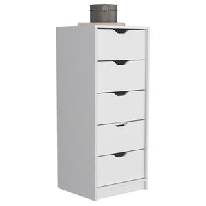 Commode de rangement fine de 42 po de hauteur, blanche, avec 5 tiroirs - Product Image 5