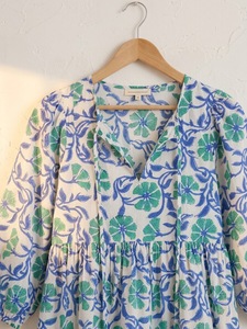 Bohemian Tiered 3/4 Sleeve Eco-Friendly Maxi Floral Cotton <b>Summer</b> Resort Wear <b>Dress</b> - Product Image 3