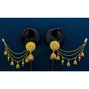 Conjunto de aretes chapados en oro indio Floral multicapa nupcial Jhumka Jhumki conjunto de pendientes fabricante indio joyería para mujer - Product Image 2