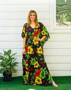 Beautiful Elegant Handmade Indian Viscose <b>Kaftan</b> Women Three Quarter Sleeve Long Maxi Tie Dye Straight V-neck <b>Summer</b> Plus Size - Product Image 5