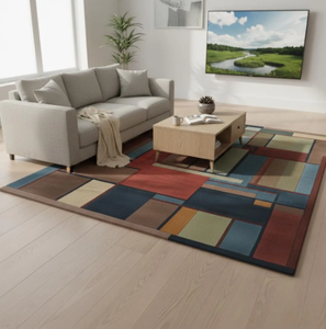 Tapis multicolores faits main en laine tuftée à la main, de haute qualité, motif moderne, écologiques, pour salon, chambre d'enfants, hôtels, bureau - Product Image 4