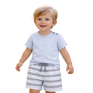 100% Organic Cotton Baby Boys Top and Bottom Set Customized Soft Breathable Skin Friendly Infant Wear Daily Comfort Outfit - Product Image 1