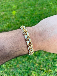 Pulsera de cadena con eslabones circulares de aleación de zinc chapada en oro sólido de 14K/24K para hombre, estilo vintage, joyería de moda. - Product Image 2