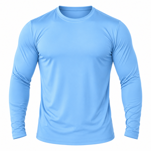 Men's <b>Long</b> <b>Sleeve</b> Solid Color Quick Dry Slim Fit O-Neck T-Shirt Casual Knitted Polyester <b>Top</b> <b>Blue</b> - Product Image 3