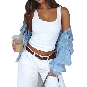 Luxury Camisole for Women Wholesale Casual Solid <b>Pattern</b> Sleeveless <b>Knitted</b> Breathable Beading Tank Top Fashionable Cotton - Product Image 5