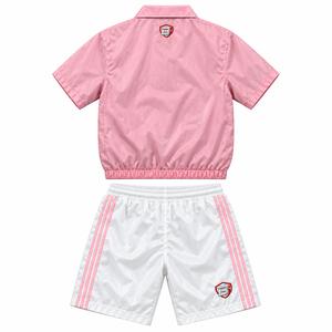 Ensemble de survêtement d'été unisexe personnalisé OEM, veste à fermeture éclair à manches courtes et short assorti, marque privée - Product Image 4