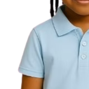 Polo brodé bleu ciel pour filles, décontracté, à manches courtes, pour l'école, confortable, style de vie, haut de gamme - Product Image 4