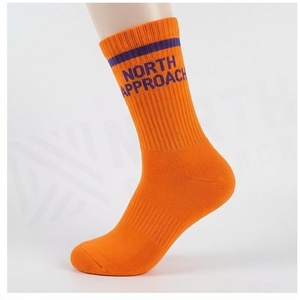 North Approach Crew <b>Socks</b> <b>Orange</b> Letter Print Breathable Knitted for Adults Casual Wear - Product Image 4