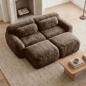 Divano Chaise Longue Senza Struttura in Tessuto Morbido 80% Peluche, Nessun Montaggio Richiesto, Design Antiscivolo sul Fondo, Seduta Profonda, Altezza 32D, per Soggiorno - Product Image 2
