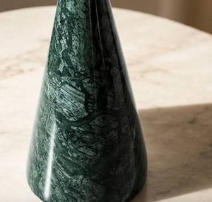 Factory Custom Forest Green <b>Marble</b> Incense Burner Brushed Nickel <b>Mesh</b> Lid Conical Stone Pedestal Censer Stand - Product Image 2