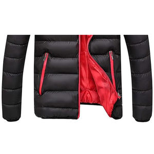 Vestes d'hiver rembourrées en duvet léger et chaud, à bas prix, avec logo personnalisé, en nylon noir, à capuche, pour hommes, femmes et enfants - Product Image 4