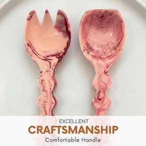 Utensilios para Ensalada de Resina Ecológicos y Aptos para Alimentos, Cuchara y Tenedor Hechos a Mano, Duraderos, Aptos para Lavavajillas, Vajilla para Hotel, Restaurante, Buffet - Product Image 4