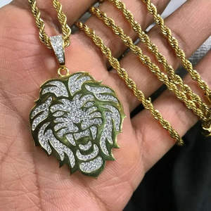 Colgante de Cabeza de León Iced Out, Chapado en Oro con Diamantes de Moissanita, Colgante de León para Hombre, Estilo Hip Hop, Colgante de Animal, Joyería Bling para Raperos, Collar - Product Image 3