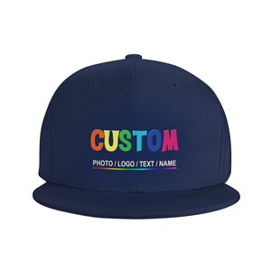 Gorra Snapback Personalizada de 6 Paneles, Azul Marino, Logotipo Bordado Arcoíris en el Panel Frontal, Ajustable, Unisex, de Hilo de Algodón - Product Image 1