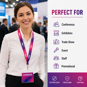 Custom Convention <b>Lanyard</b> with Logo <b>Polyester</b> Sublimation ID Badge Neck Strap for Conference Expo Trade Show OEM Manufacturer - Product Image 2