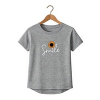 T-shirt Femme Vert Olive Uni Coupe Slim Col Rond Manches Courtes Décontracté Printemps Été 100% Coton Jersey Broderie