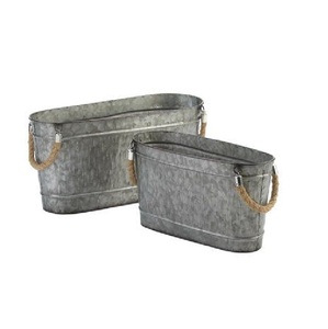 Macetero Galvanizado Estilo Francés Vintage con Asa de Cuerda, Personalizable en Tamaño, Forma y Color - Product Image 5