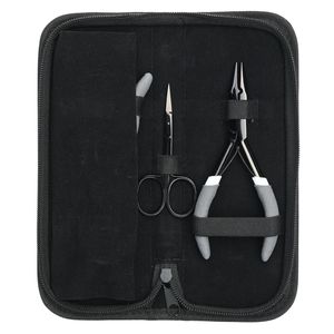 Kit d'outils professionnels pour extensions de cheveux de salon, pince à micro-perles noires, pince à sertir les perles, mini-ciseaux de coupe - Product Image 5