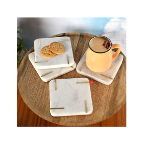 Eco-Friendly Round Marble <b>Drink</b> <b>Coasters</b> Durable Washable Natural Stone <b>Coasters</b> for Modern Dining Table - Product Image 4