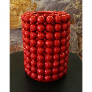 Vase à fleurs en métal chromé de luxe avec perles, vase décoratif texturé en boule argentée moderne pour la maison, l'hôtel, la table de mariage - Product Image 2