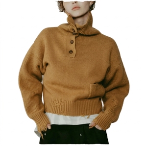 Pull en tricot à col en V pour femme, logo personnalisé, manches longues, pull décontracté d'hiver, fournisseur en gros de marques privées - Product Image 4