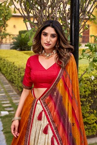 Indian Ethnic Traditional Designer Tussar Silk Lehenga Choli with Tie <b>Dye</b> Print for Wedding Outfit for Women Floor Length Wear - Product Image 5